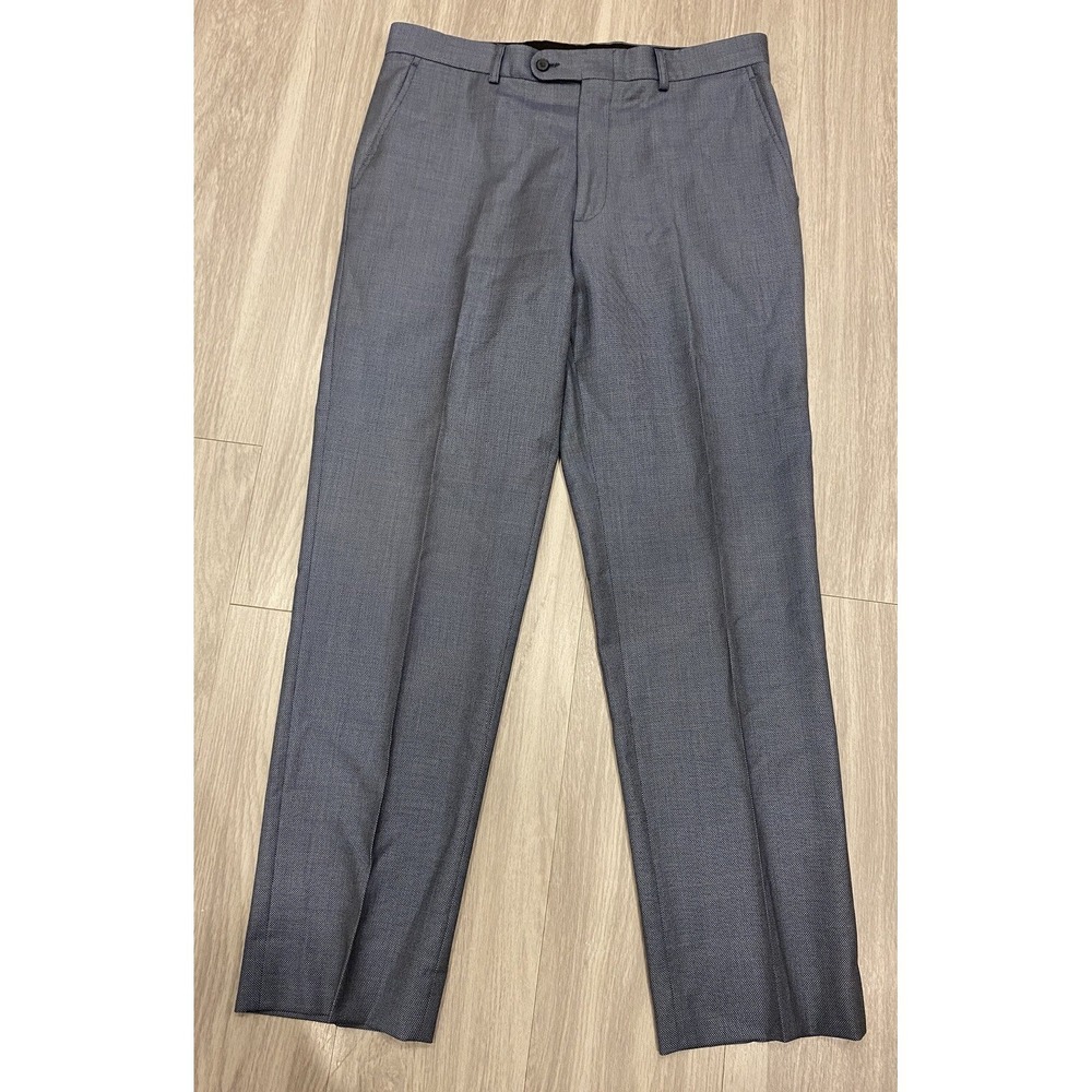 Linea Naturale Luxe Men Flat Front Zip Fly Luxe Natty Wool Trousers 33